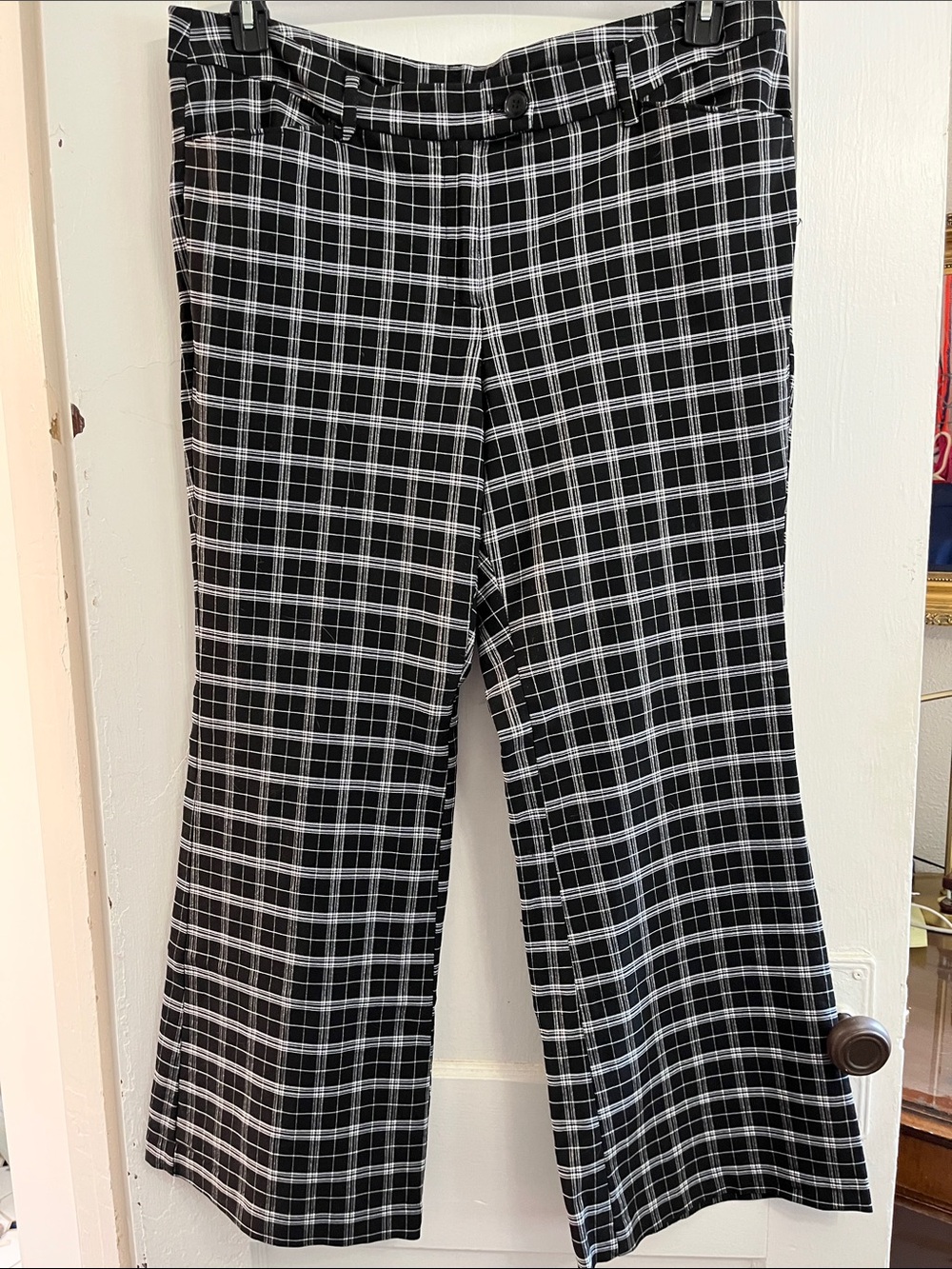 Lane Bryant Black & White Plaid Wide-Leg Pants